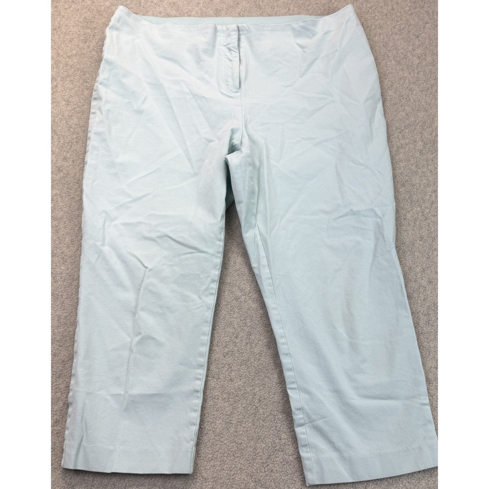 Alfani Womens Capri Pants Aqua Blue Flat Front Straight Leg Comfy Breathable 16